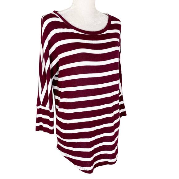 Mix by 41Hawthorn Sweater Medium Maroon White Stripes Super Soft - Picture 3 of 9